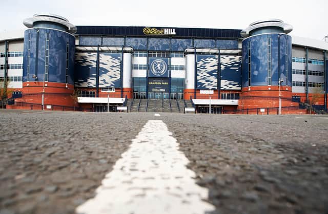 Hampden would usually have been the host venue for this week's SPFL and SFA agms but they were instead held by video conference due to the current rules on gatherings. Picture: Craig Williamson/SNS