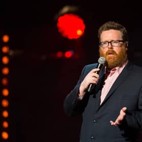 Frankie Boyle performs at the Royal Albert Hall in London.