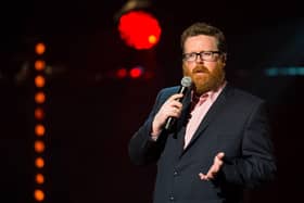 Frankie Boyle performs at the Royal Albert Hall in London.