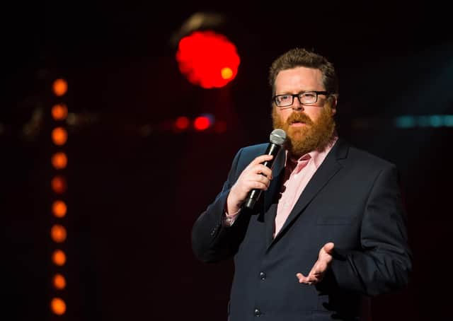 Frankie Boyle performs at the Royal Albert Hall in London.