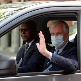 EU chief Brexit negotiator Michel Barnier wears a face mask as a precaution against the spread of coronavirus. Picture: Justin Tallis/AFP via Getty Images