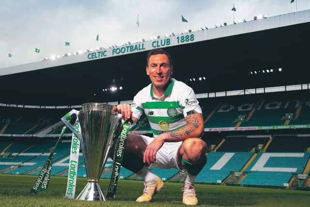 Celtic captain Scott Brown is hoping to pick up the Scottish Premiership trophy for a record tenth season in succession