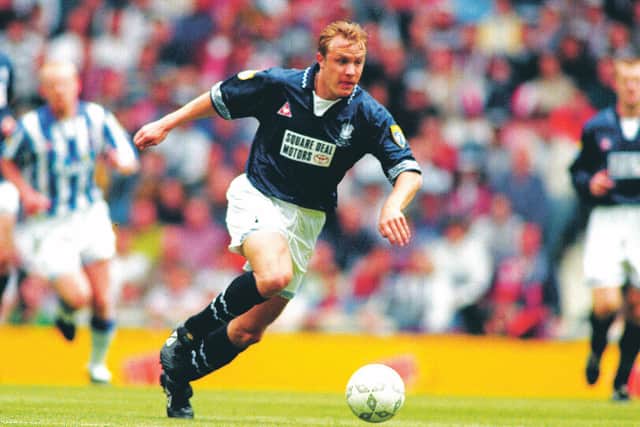David Hagen playing in the 1997 Scottish Cup final for Falkirk, where he spent five years