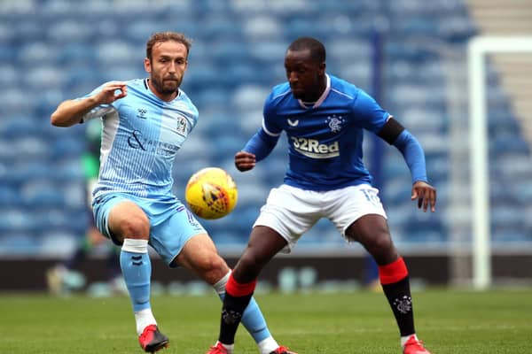 Coventry City's Liam Kelly, left, and Rangers' Glen Kamara battle for the ball during the pre-season friendly at Ibrox on Saturday. Picture: Jane Barlow/PA Wire