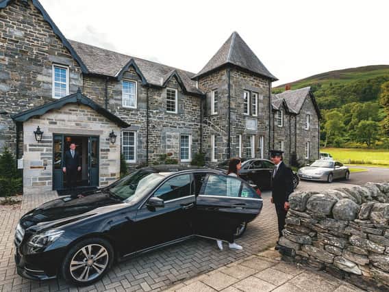 Period stone exteriors are complemented by contemporary interiors at the hotel which is a base for hiking, biking or open water fishing on the loch.