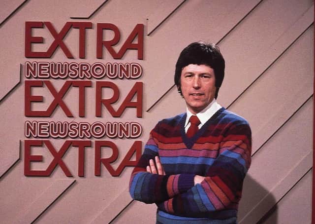 John Craven, the original presenter of Newsround, in a still from 'Newsround Extra' from 1975.