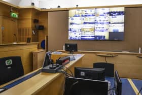 Social distancing and safety measures inside Court 1 at the High Court in Edinburgh