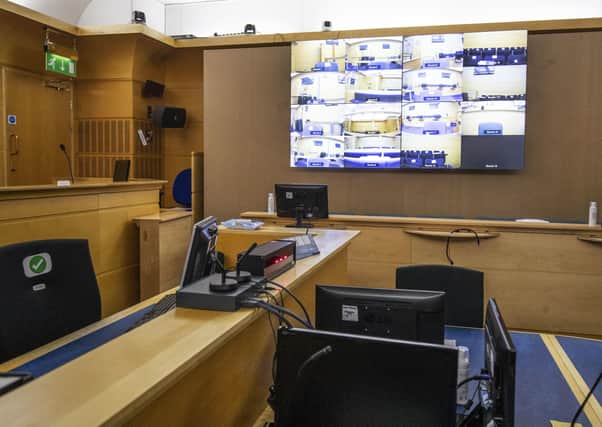 Social distancing and safety measures inside Court 1 at the High Court in Edinburgh