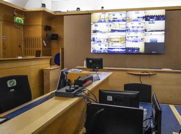 Social distancing and safety measures inside Court 1 at the High Court in Edinburgh