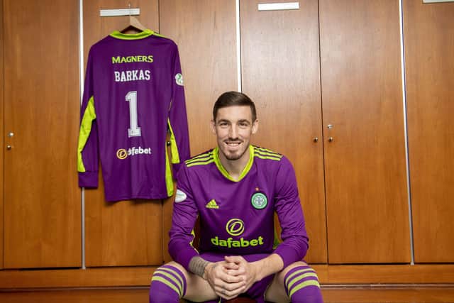 New Celtic keeper Vasilis Barkas gets to know the home dressing room. Picture: SNS Group