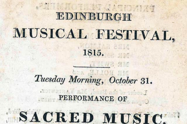 The first concert took place at Parliament-house the morning of 31 October 1815