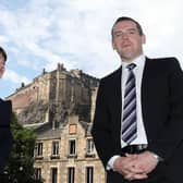Ruth Davidson MSP alongside Scottish Conservative MP Douglas Ross in Edinburgh, after he confirmed he will stand for leadership