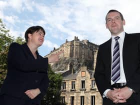Ruth Davidson MSP alongside Scottish Conservative MP Douglas Ross in Edinburgh, after he confirmed he will stand for leadership