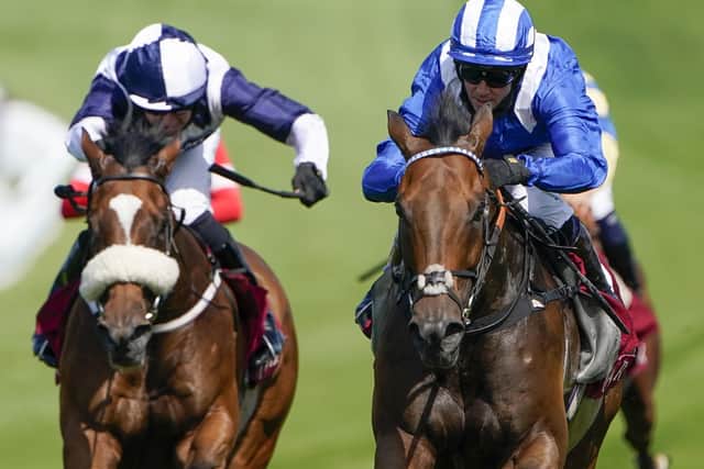 Battaash ridden by Jim Crowley, right, wins The King George Qatar Stakes at Goodwood. Picture: Alan Crowhurst/PA Wire