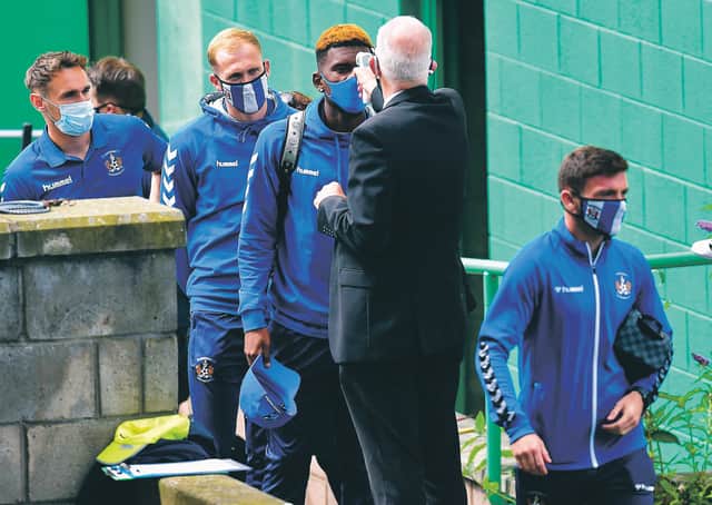 Kilmarnock players arrive for yesterday's game at Easter Road. Picture: Rob Casey/SNS