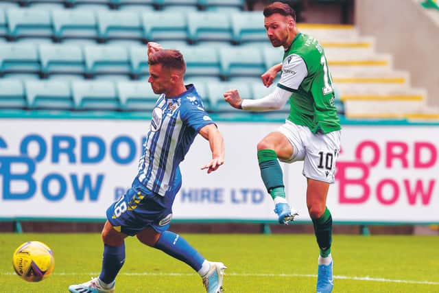 Martin Boyle makes it 2-0 for Hibs against Kilmarnock. Picture: Rob Casey/SNS