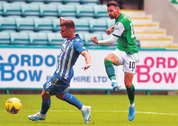 Martin Boyle makes it 2-0 for Hibs against Kilmarnock. Picture: Rob Casey/SNS