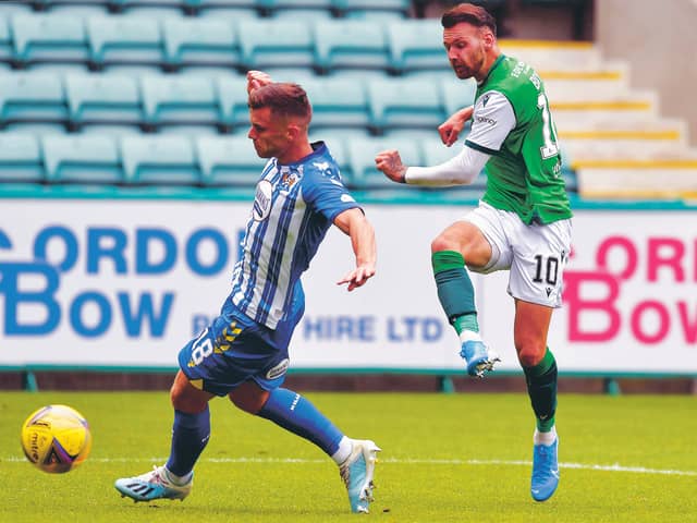 Martin Boyle makes it 2-0 for Hibs against Kilmarnock. Picture: Rob Casey/SNS