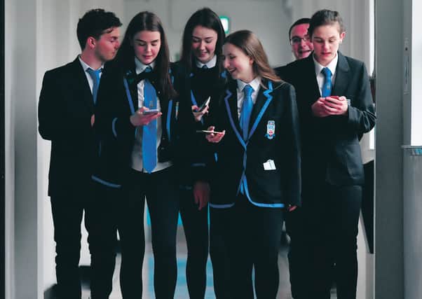 Students at Lourdes Secondary School, Glasgow