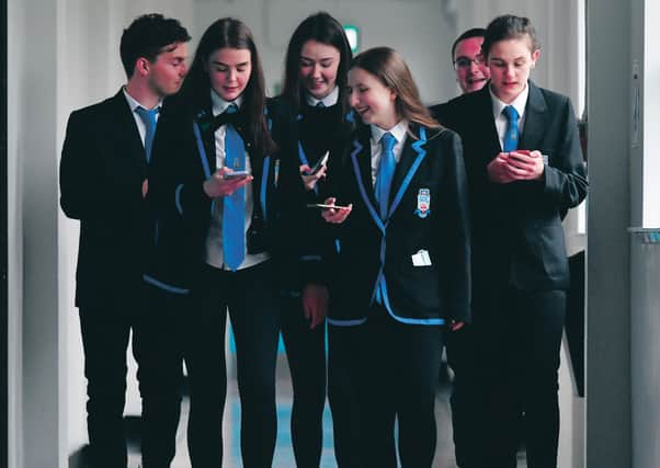 Students at Lourdes Secondary School, Glasgow