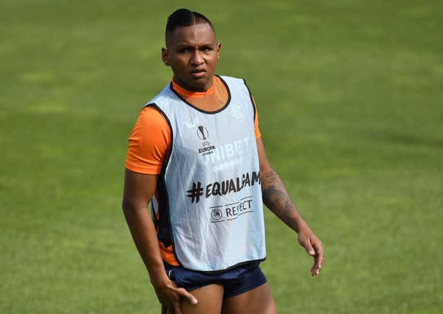 Rangers' Alfredo Morelos during a training session in Leverkusen. Picture: Martin Meissner/AP