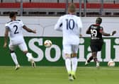 Bayer Leverkusen's Moussa Diaby scores against Rangers.  Picture: Martin Meissner/Getty Images