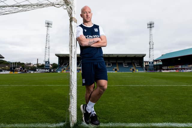 Charlie Adam at Dens Park after being unveiled as Dundee's new signing.