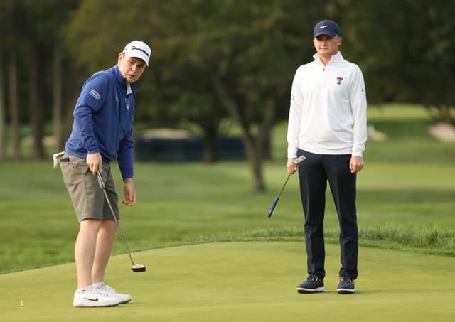 Sandy Scott and Bob MacIntyre, left, during practice ahead of the US Open