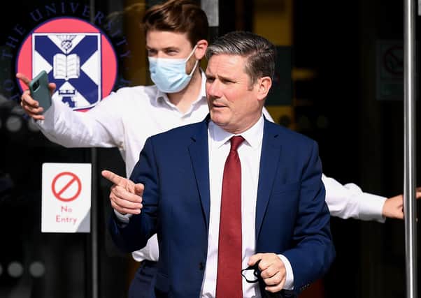 Labour leader Keir Starmer leaves the Chancellor's Building at The University of Edinburgh