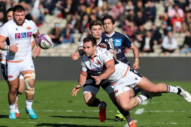 Edinburgh scrum-half Nic Groom makes a pass during January’s clash with Bordeaux Begles at Stade Chaban-Delmas. Picture: Getty