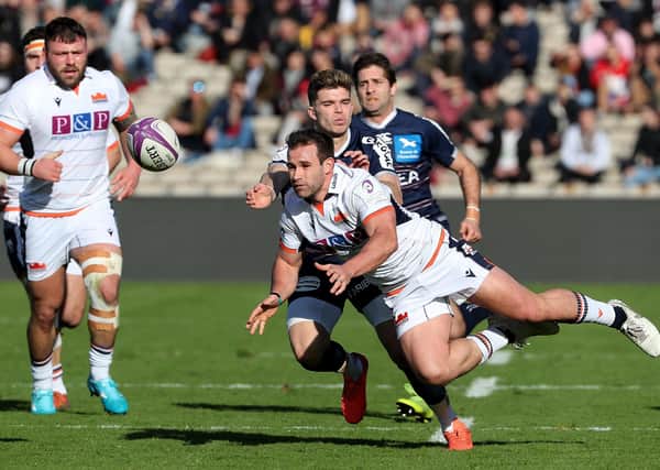 Edinburgh scrum-half Nic Groom makes a pass during January’s clash with Bordeaux Begles at Stade Chaban-Delmas. Picture: Getty