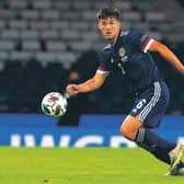 Kieran Tierney in action during the UEFA Nations League match between Scotland and Israel at Hampden Park, on September 04, 2020. (Photo by Alan Harvey / SNS Group)