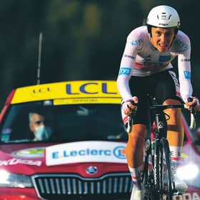 Slovenia's Tadej Pogacar en route to La Planche des Belles Filles. Picture: Marco Bertorello/Pool via AP