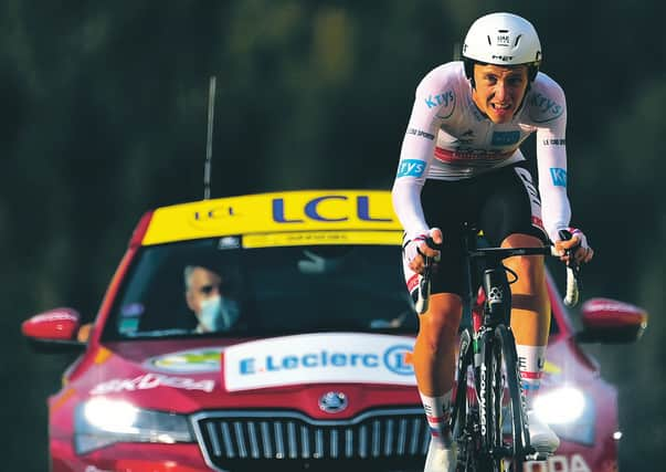 Slovenia's Tadej Pogacar en route to La Planche des Belles Filles. Picture: Marco Bertorello/Pool via AP