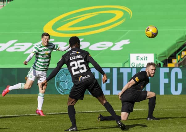 Callum McGregor blasts home the equaliser with a long-range effort. Picture: SNS.
