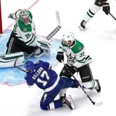 Dallas goaltender Anton Khudobin saves smartly from Alex Killorn during Game One of his team’s Stanley Cup final series against Tampa Bay Lightning.
Picture: Bruce Bennett/Getty Images