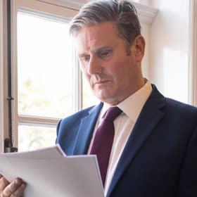 Labour leader Sir Keir Starmer prepares his conference speech in his office in Parliament