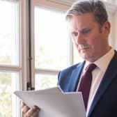 Labour leader Sir Keir Starmer prepares his conference speech in his office in Parliament