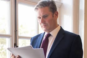 Labour leader Sir Keir Starmer prepares his conference speech in his office in Parliament