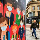 Covid artwork on display in Glasgow. Picture: John Devlin