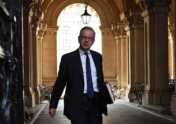 Chancellor of the Duchy of Lancaster, Michael Gove, returns to Downing Street after the weekly Cabinet meeting. Picture: Leon Neal/Getty Images