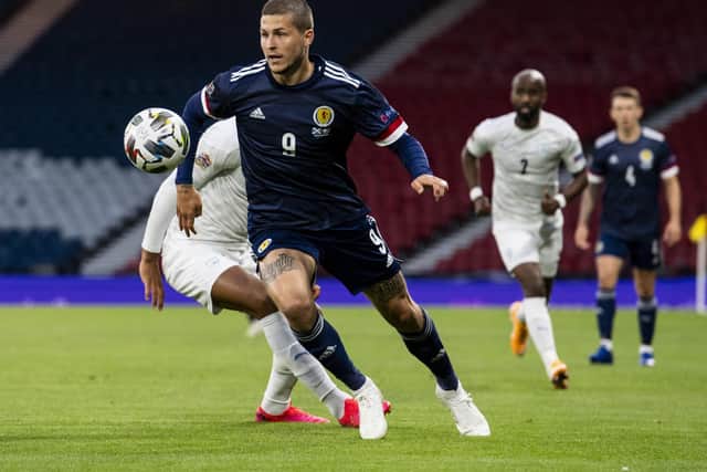 Scotland striker Lyndon Dykes in action against Israel in the UEFA Nations League at Hampden on 4 September. Picture: lan Harvey/SNS