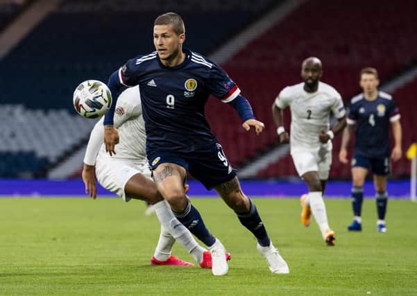Scotland striker Lyndon Dykes in action against Israel in the UEFA Nations League at Hampden on 4 September. Picture: lan Harvey/SNS
