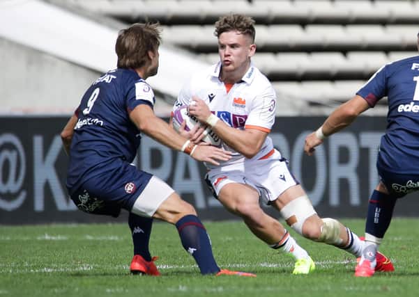 Edinburgh’s Darcy Graham, in action during the Challenge Cup defeat by Bordeaux Begles last week. Picture: AFP/Getty.