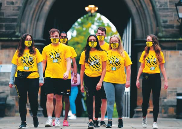 Freshers' week helpers at Glasgow University. Photograph: John Devlin