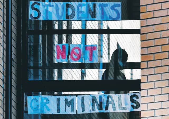 A message left at Glasgow University's Murano Street residences.