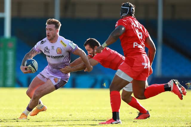 Stuart Hogg helped Exeter Chiefs beat Toulouse in the Heineken Champions Cup semi-final at Sandy Park. Picture: David Rogers/Getty Images