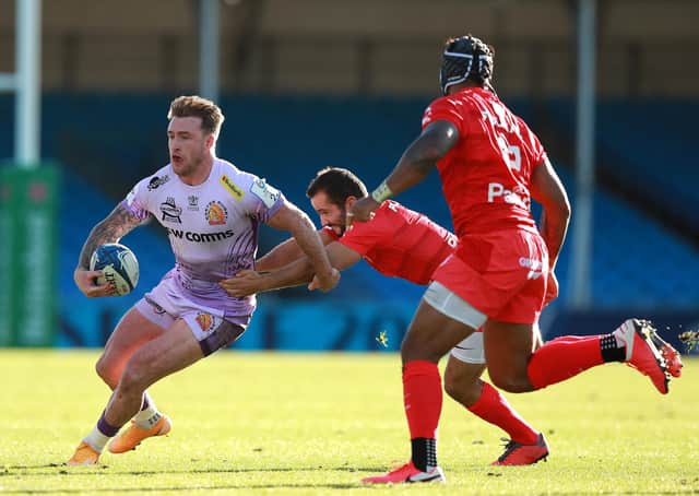 Stuart Hogg helped Exeter Chiefs beat Toulouse in the Heineken Champions Cup semi-final at Sandy Park. Picture: David Rogers/Getty Images