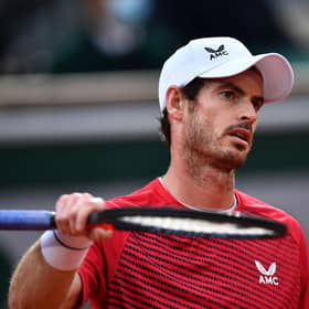 Britain's Andy Murray reacts during his first round defeat by Switzerland's Stan Wawrinka at the French Open in Paris. Picture: Anne-Christine Poujoulat/AFP via Getty Images