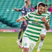 Celtic's Albian Ajeti celebrates his goal against Hibernian. Picture: SNS.